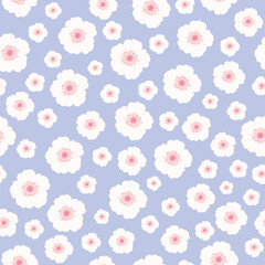 Sakura flower seamless pattern. Cute little flowers vector illustration. Japan spring holidays. Print for fabric, paper, stationery, card, textile