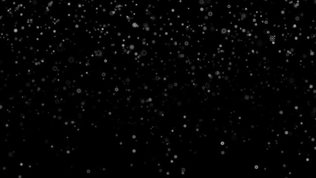 Magic Snowflakes.Flickering Fairy tale snow. Merry Christmas celebration card template.PNG Alpha.Abstract Snow is falling down.Beautiful snowflakes falling animation in Alpha Matte.Winter snow storm.