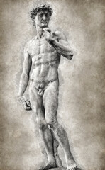 Fototapeta na wymiar Digital sketch of David of Michelangelo