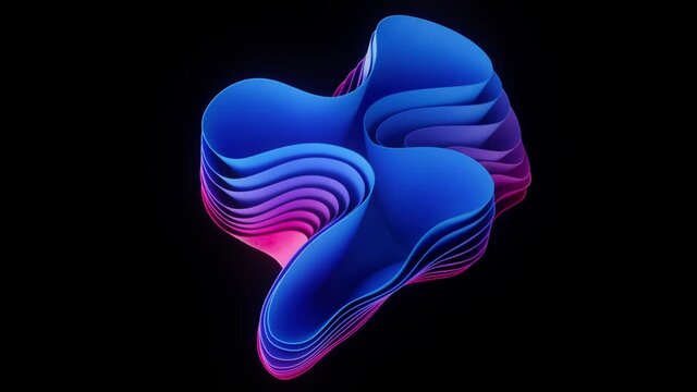 Abstract satisfying loop animation of colorful waves. 3d render of wavy cloth.