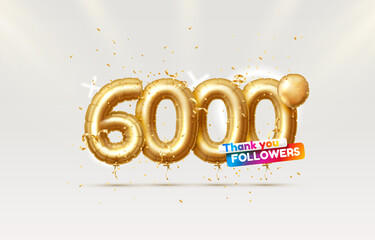 Thank you followers peoples, 6k online social group, happy banner celebrate, Vector