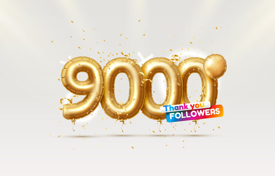 Thank you followers peoples, 9k online social group, happy banner celebrate, Vector