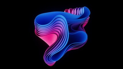 Abstract colorful waves 3d illustration. Wavy geometric shape background.