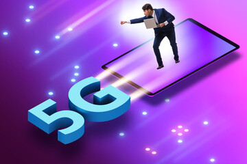5G technology telecommuications concept - isometric projection