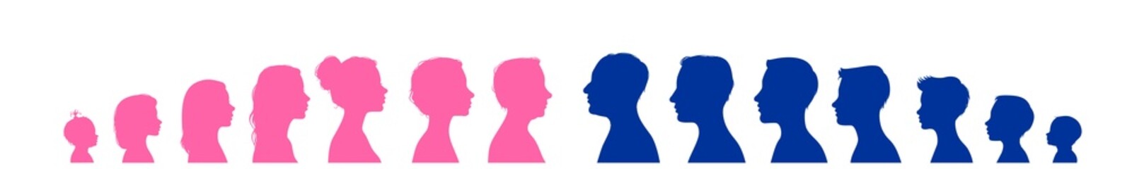 Human life chart and marriage. Colorful silhouettes	