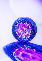 Christmas Glittering mirror disco ball. Entertainment, disco or music show background. Nightclub.