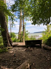 Bench overlooking lake