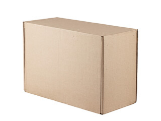 brown cardboard boxes for shoes, isolated on a white background