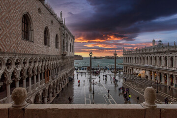 The St. Mark's Square in Venice during Bad Weather and High Tide