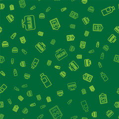 Set line Location gym, Fitness shaker and Sport training program on seamless pattern. Vector