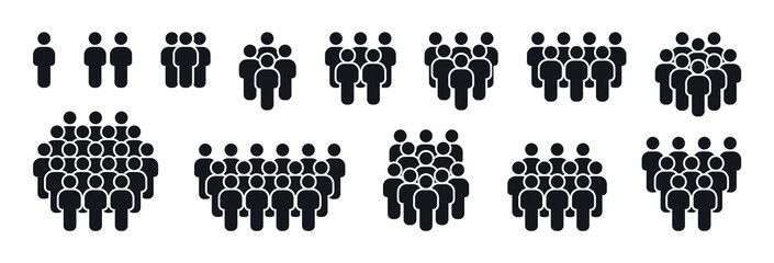 Set of people icons. Group of people. Crowd signs. Person symbol. Community signs. Team, company, citizens and social community. Vector illustration. - obrazy, fototapety, plakaty