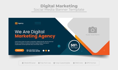 Digital marketing agency facebook cover photo or web banner template for digital marketing business