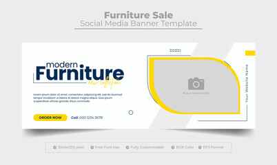 New collection furniture product promotion facebook cover photo and web banner template