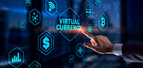 Virtual Currency Exchange Investment concept. Financial Technology Background