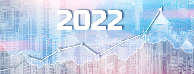 Fototapeta na wymiar New 2022 year on modern city background. Website Banner