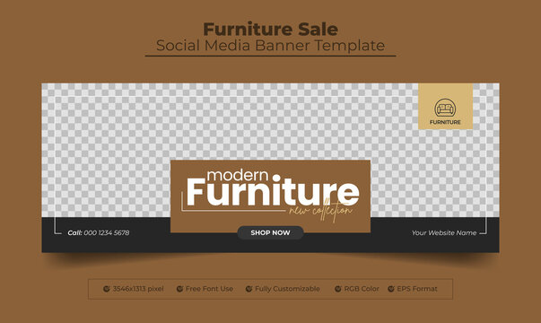 New collection furniture product promotion facebook cover photo and web banner template