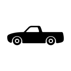 Pickup truck icon. Black silhouette. Side view. Vector simple flat graphic illustration. The isolated object on a white background. Isolate.