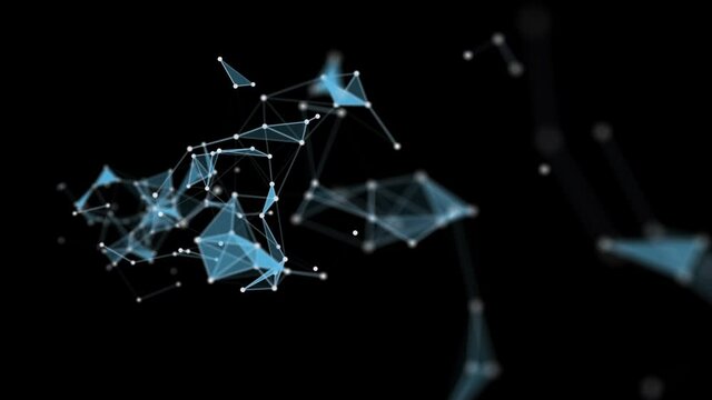 Futuristic plexus video animation with glowing triangles in slow motion, 4096x2304 loop 4K