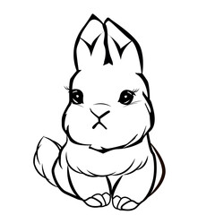 Doodle Bunny on white background. Happy celebration. Vector silhouette. Bunny ears vector illustration. Spring season. Nature background.