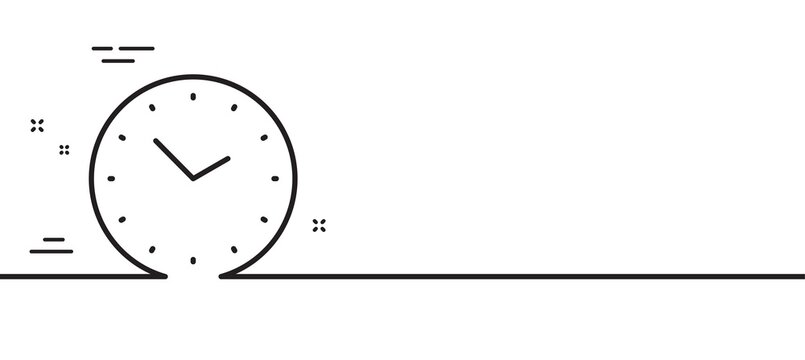 Time management line icon. Clock sign. Watch symbol. Minimal line illustration background. Time line icon pattern banner. White web template concept. Vector