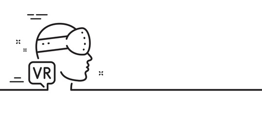 Augmented reality line icon. VR simulation sign. Gaming headset glasses symbol. Minimal line illustration background. Augmented reality line icon pattern banner. White web template concept. Vector