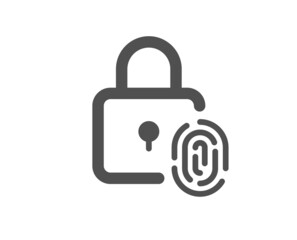 Fingerprint lock icon. Finger print scan sign. Biometric identity symbol. Classic flat style. Quality design element. Simple fingerprint lock icon. Vector
