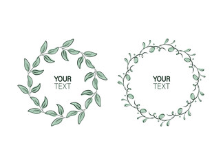 Floral frame in sketch style on white background. Floral sketch. Vintage frame logo. Hand drawn. Line icon. Line art. Vector design.