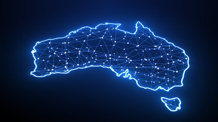 Australia connected devices internet of things IoT cloud computing data network - 3D Illustration rendering