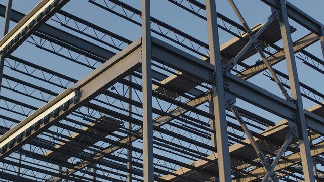 construction site metal structure roof beams built development