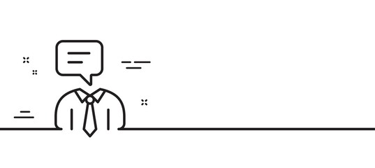 Human talking line icon. Conversation sign. Communication speech bubble symbol. Minimal line illustration background. Support service line icon pattern banner. White web template concept. Vector