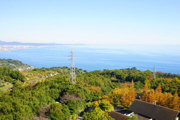 Scenic Autumn Mountain view and Sagami bay in Kanagawa, Japan - 日本 神奈川県 小田原 相模湾 秋の風景