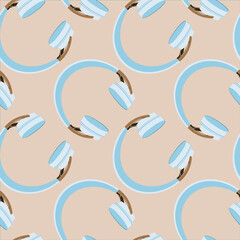 Seamless pattern on a square background, square, tile - Headphones - music, podcasts, audio, listen