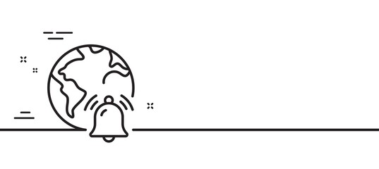 Internet notification line icon. Alarm reminder sign. Web alert message symbol. Minimal line illustration background. Internet notification line icon pattern banner. White web template concept. Vector