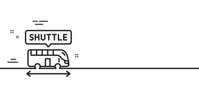 Shuttle Bus Line Icon. Airport Transport Sign. Transfer Service Symbol. Minimal Line Illustration Background. Shuttle Bus Line Icon Pattern Banner. White Web Template Concept. Vector
