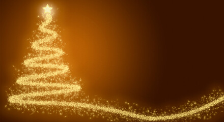 &Aacute;rbol de navidad dorado en fondo naranja.