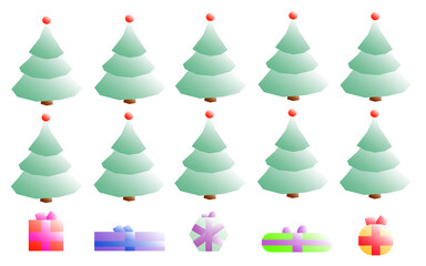 Árboles de navidad y regalos