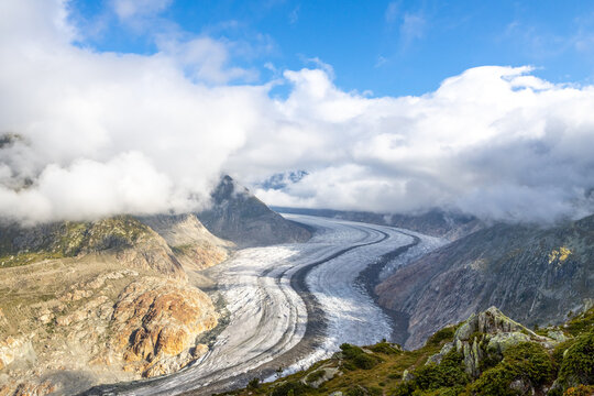 Der Aletschgletscher - Viewpoint auf der Moosfluh, Riederalp. Schweiz