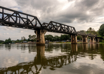 Fototapeta na wymiar Bridge over the River Kwai in Kanchanaburi Thailand