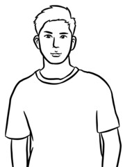 black and white of cute man cartoon for coloring