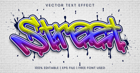 Street text, 3d graffiti editable text effect style © Aze