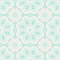 Turkish ethnic floral vector seamless ornament. Tile patchwork design. Retro dutch motif. Pottery decor design. Geometric shapes elements texture.