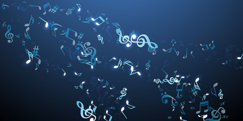 Music notes cartoon vector pattern. Sound