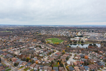 Drone photo of Brampton by Hurontario and the 410 and sandalwood parkway  loafers lake  and...