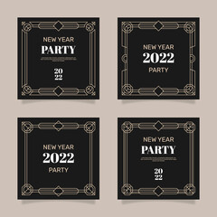 Flat design art deco social media post collection. - Vector.