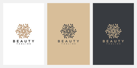 Luxury abstract floral logo design illustration