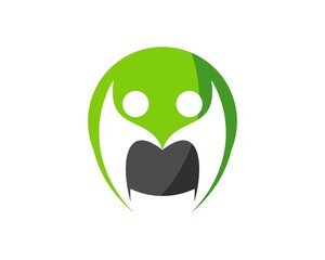 Circle shape with two happy people inside