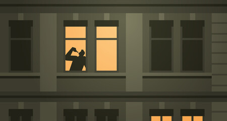 silhouette of man drinker in house window alcoholic drinking alone drunk guy having problem alcohol addiction alcoholism