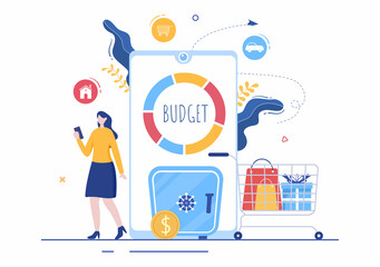 Budget Financial Analyst to Managing or Planning Spending Money at Checklist on Clipboard, Calculator and Calendar Background Vector Illustration