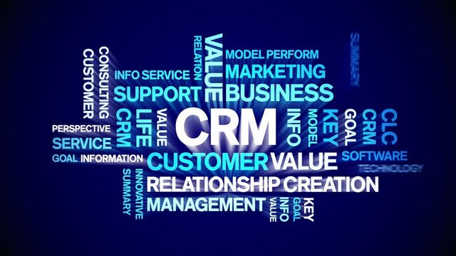 CRM animated tag word cloud;text design animation kinetic typography seamless loop.
