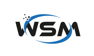 dots or points letter WSM technology logo designs concept vector Template Element	